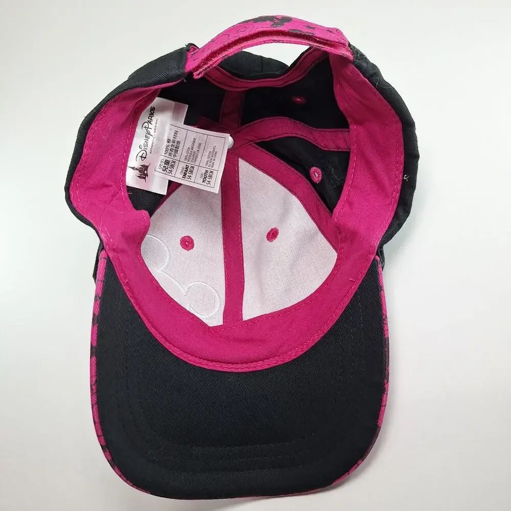 Disney Parks Mickey Mouse Youth Pink Black Rhinestone Adjustable Baseball Cap